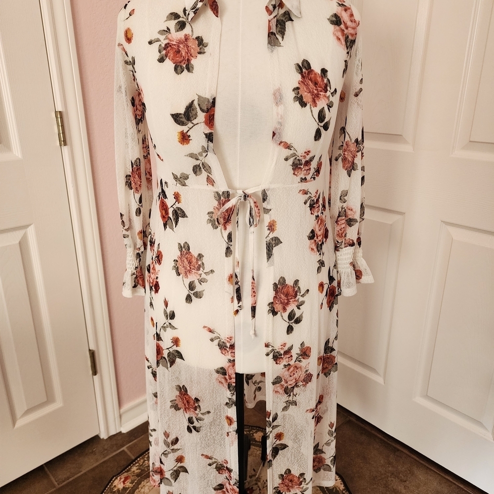 Floral Sheer Longline Jacket